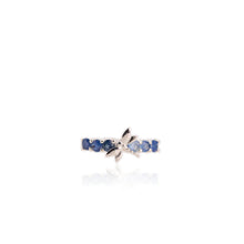 Load image into Gallery viewer, 3 mm. Round Cut Blue Thai Sapphire Dragonfly Cluster Ring
