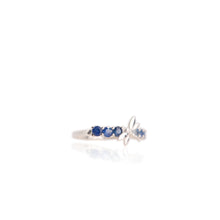 Load image into Gallery viewer, 3 mm. Round Cut Blue Thai Sapphire Dragonfly Cluster Ring
