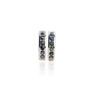 3 mm. Round Cut Blue Thai Sapphire Cluster Earrings