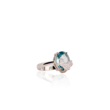 Load image into Gallery viewer, 9 x 12 mm. Oval Cut Blue Cambodian Zircon with Cz Accents Ring
