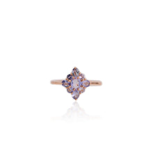 Load image into Gallery viewer, 4 x 5 mm. Oval Cut Blue Violet Tanzanite Cluster Ring
