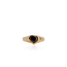 Load image into Gallery viewer, Handmade 7 mm. Heart Cut Black Thai Spinel Ring
