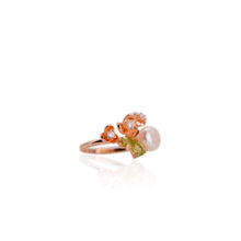 Load image into Gallery viewer, 8 mm. Freshwater Pearl and Peridot with Cz Accents Cluster Ring

