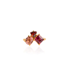 Load image into Gallery viewer, Handmade 6 x 7 mm. Oval Cut Pink VS Brazilian Tourmaline and Rhodolite Garnet Cluster Ring
