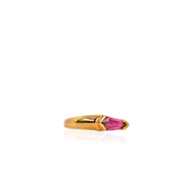 Load image into Gallery viewer, Handmade 5 x 12 mm. Fancy Cut Purple African Rhodolite Garnet Ring
