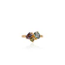 Load image into Gallery viewer, Handmade 5 x 7 mm. Oval Cut Blue Green Australian Sapphire and Iolite Cluster Ring
