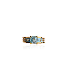 Load image into Gallery viewer, Handmade 6 mm. Asscher Cut Blue Cambodian Zircon and Topaz Cluster Ring
