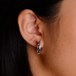 3 mm. Round Cut Blue Thai Sapphire Cluster Earrings