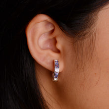 Load image into Gallery viewer, 3 mm. Round Cut Blue Violet Tanzanite Cluster Earrings
