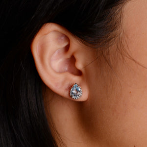 6 x 8 mm. Pear Cut Sky Blue Brazilian Topaz Earrings
