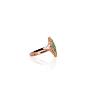 3 mm. Round Cut Green Brazilian Emerald Cluster Ring