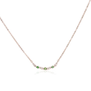 3 mm. Round Cut Green Zambian Emerald with Cz Accents Necklace