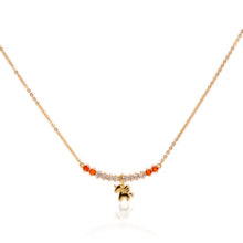 Load image into Gallery viewer, 3 mm. Round Cut Orange Ethiopian Opal with Cz Accents Pegasus Necklace
