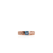 Load image into Gallery viewer, 4.5 mm. Square Cut London Blue Brazilian Topaz with Cz Accents Ring
