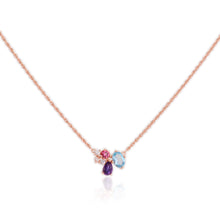 Load image into Gallery viewer, 5 x 7 mm. Oval Cut Sky Blue Brazilian Topaz, Amethyst and Tourmaline with Cz Accents Necklace
