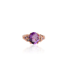 Load image into Gallery viewer, 9 x 11 mm. Oval Cut Purple Brazilian Amethyst with Tanzanite Accents Ring
