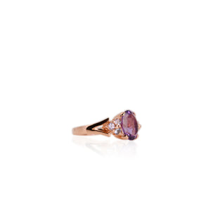 9 x 11 mm. Oval Cut Purple Brazilian Amethyst with Tanzanite Accents Ring