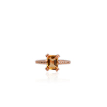 Load image into Gallery viewer, 6 x 8 mm. Octagon Cut Yellow Brazilian Citrine with Cz Accents Ring
