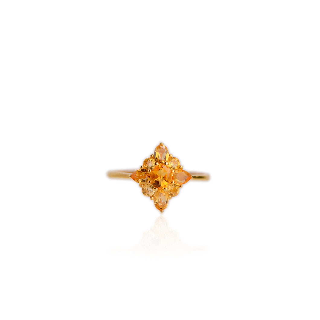 4 x 5 mm. Oval Cut Yellow Brazilian Citrine Cluster Ring