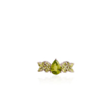 Load image into Gallery viewer, 7 x 10 mm. Pear Cut  Green Pakistani Peridot Cluster Ring
