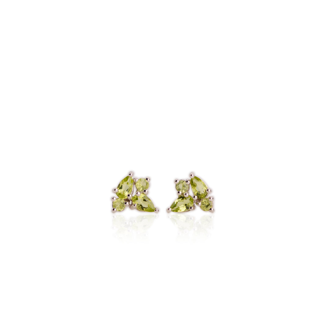 3 x 5 mm. Pear Cut Green Pakistani Peridot Cluster Earrings