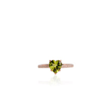Load image into Gallery viewer, 7 mm. Heart Cut Green Pakistani Peridot with Cz Band Ring
