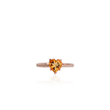 Load image into Gallery viewer, 7 mm. Heart Cut Yellow Brazilian Citrine with Cz Band Ring

