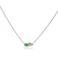 Load image into Gallery viewer, 5 x 7 mm. Oval Cut Green Zambian Emerald with Cz Accents Cluster Necklace
