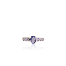 Load image into Gallery viewer, 5 x 7 mm. Oval Cut Blue Violet Tanzanite Cluster Ring

