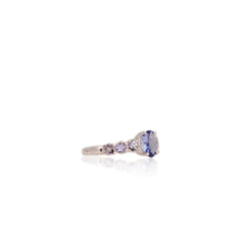 Load image into Gallery viewer, 5 x 7 mm. Oval Cut Blue Violet Tanzanite Cluster Ring
