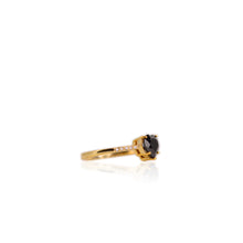 Load image into Gallery viewer, 7 mm. Heart Cut Black Thai Spinel with Cz Accents Ring
