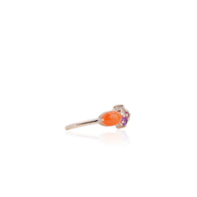 Load image into Gallery viewer, 5 x 7 mm. Oval Cabochon Orange Carnelian, Garnet, Amethyst and Topaz Cluster Ring

