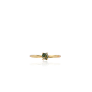 4 mm. Round Cut Green Moss Agate Ring