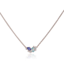 Load image into Gallery viewer, 4 x 6 mm. Oval Cut Blue Cambodian Zircon and Sapphire with Cz Accents Cluster Necklace
