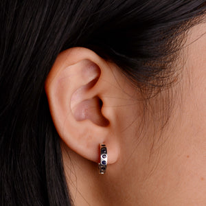 2 mm. Round Cut Blue Thai Sapphire Cluster Earrings