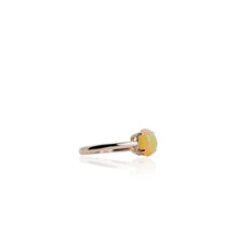 Load image into Gallery viewer, 6 x 8 mm. Oval Cabochon Multi-coloured Ethiopian Opal Ring
