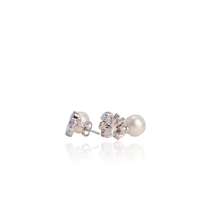 9 mm. Freshwater Pearl, Topaz and Tourmaline Drop Earrings