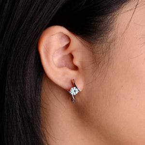 6 mm. Round Cut Sky Blue Brazilian Topaz Earrings
