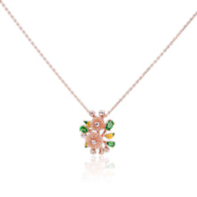 Load image into Gallery viewer, 9.5 mm. Carved Flower Pink Mother of Pearl and Topaz with Cz Accents Pendant and Necklace (Blemished)
