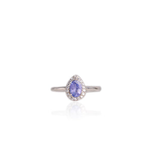 5 x 7 mm. Oval Cut Blue Violet Tanzanite with Cz Accents Ring (Blemished)