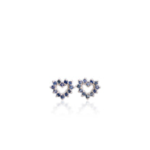 Load image into Gallery viewer, 2 mm. Round Cut Blue Thai Sapphire Heart Earrings
