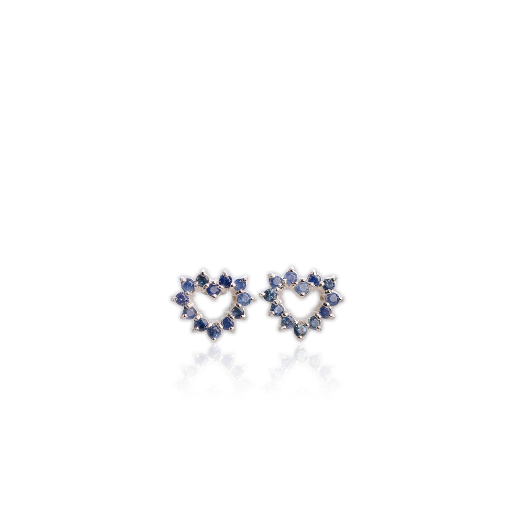 2 mm. Round Cut Blue Thai Sapphire Heart Earrings