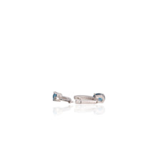 Load image into Gallery viewer, 6 x 8 mm. Oval Cut London Blue Brazilian Topaz with Cz Accents Earrings
