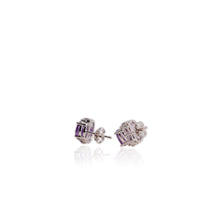 Load image into Gallery viewer, 8 x 10 mm. Oval Cut Purple Brazilian Amethyst with Cz Accents Earrings
