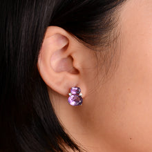 Load image into Gallery viewer, 8 x 10 mm. Oval Cut Purple Brazilian Amethyst with Cz Accents Earrings
