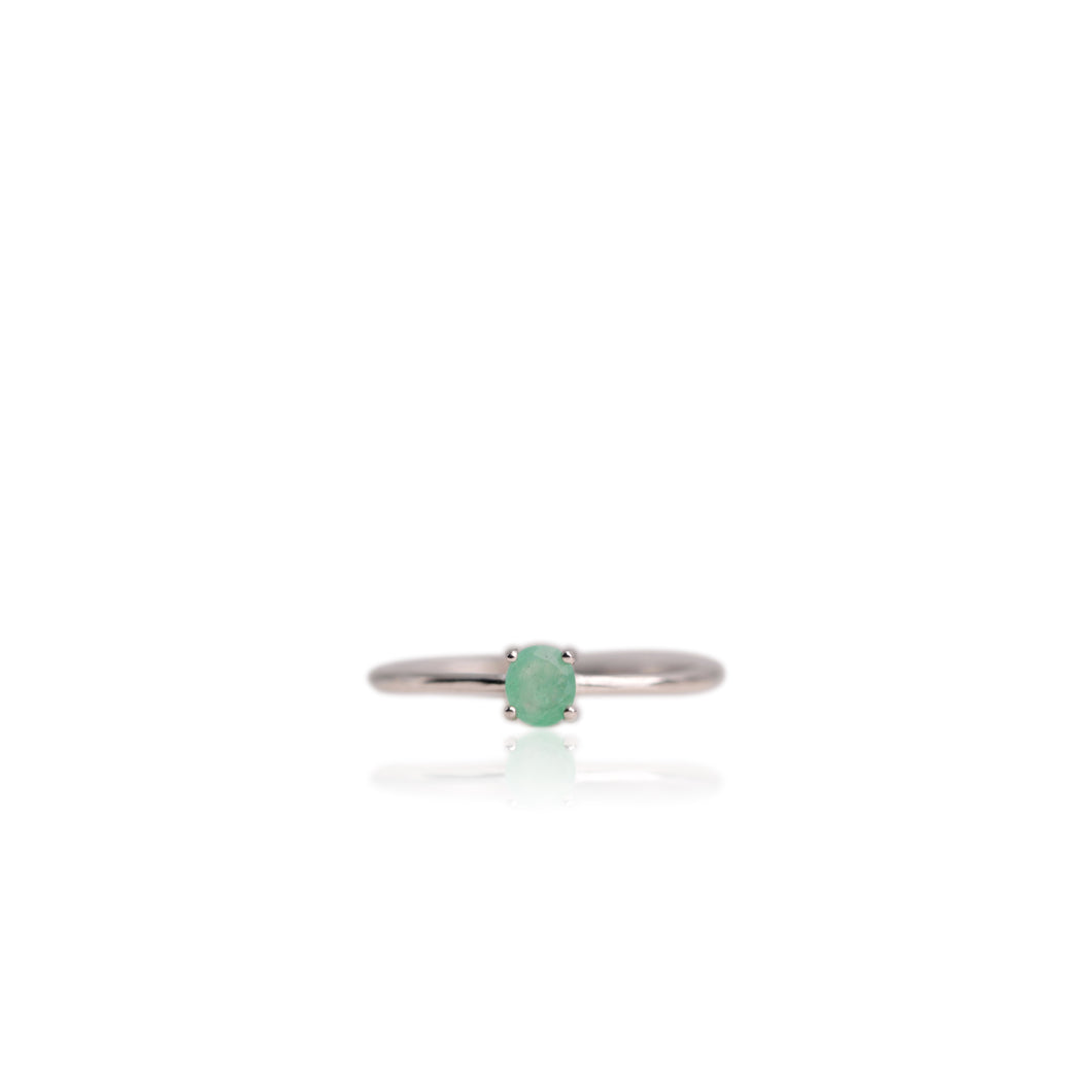 4 x 5 mm. Oval Cut Green Zambian Emerald Ring