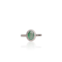 Load image into Gallery viewer, 6 x 8 mm. Oval Cut Green Zambian Emerald with Cz Halo Ring
