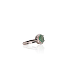 Load image into Gallery viewer, 6 x 8 mm. Oval Cut Green Zambian Emerald with Cz Halo Ring
