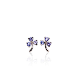 3 mm. Round Cut Blue Violet Tanzanite Cluster Earrings