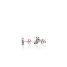 Load image into Gallery viewer, 3 mm. Round Cut Blue Violet Tanzanite Cluster Earrings
